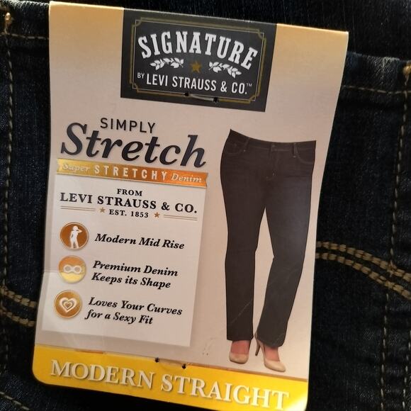 4386) Levi's Signature Modern Straight Simply Stretch Plus Denim Jeans 22W Med - Picture 3 of 5